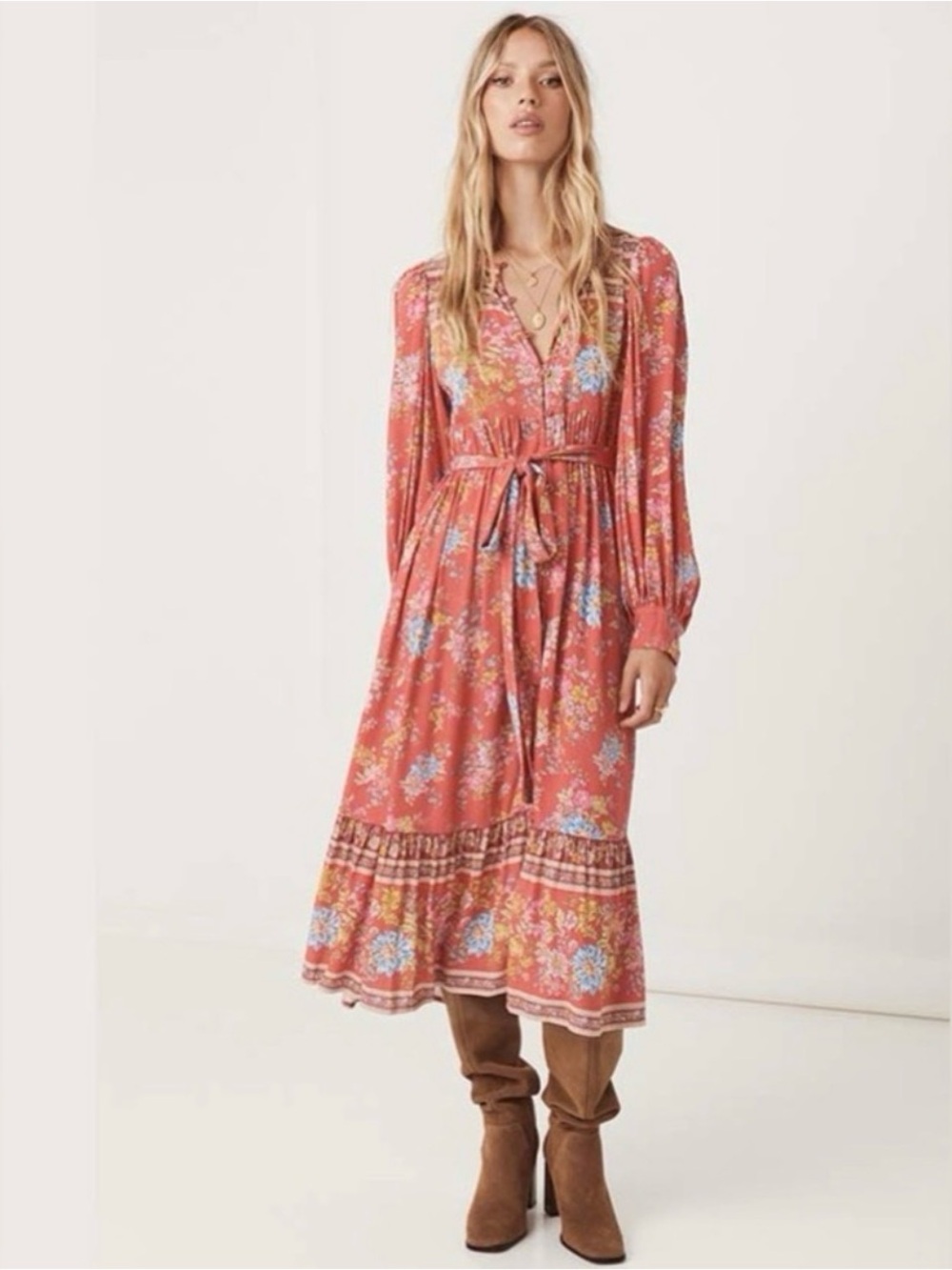 SPELL Meadowland Boho Dress in Poppy XS